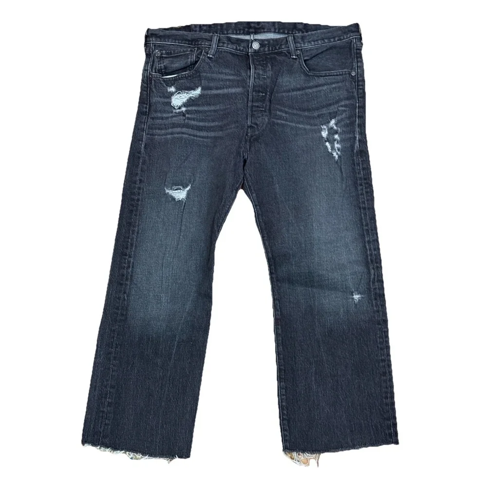 Levi's 501 Jeans Mens Size 38X30 Actual  38x26 Black‎ Distressed Skater